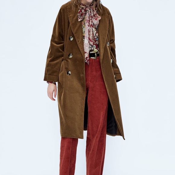 Zara Jackets & Blazers - Zara brown corduroy long jacket/coat sz m